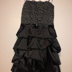 Black and silver ruffly homecoming dress